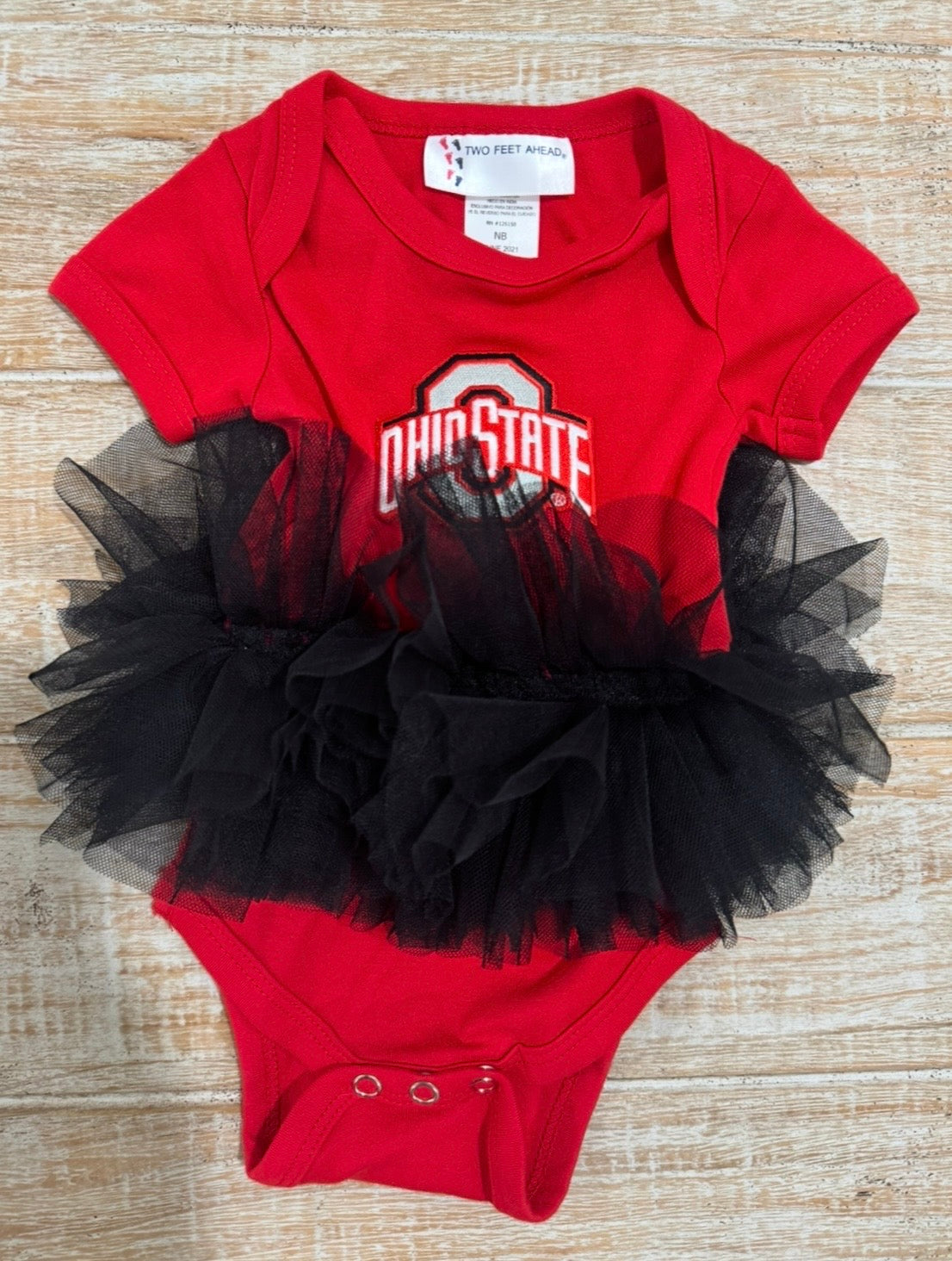 #108 OSU Buckeyes Tutu Onesie Size NB
