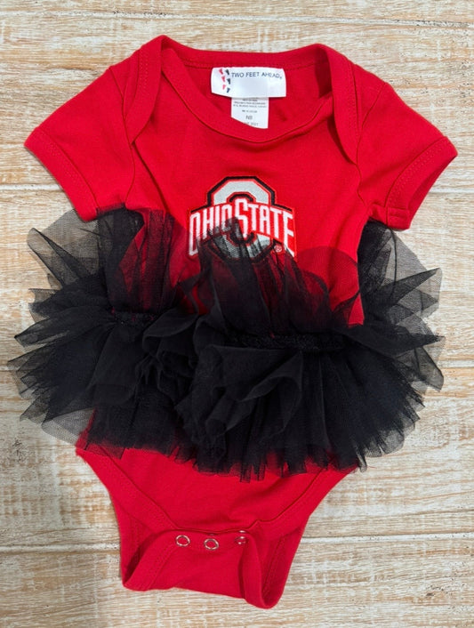 #108 OSU Buckeyes Tutu Onesie Size NB