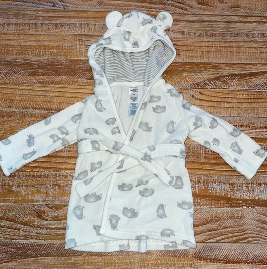 #4 Just One You by Carter's White with Grey Elephants Hooded Bath Towel 0-9 months