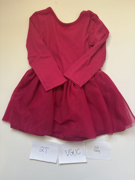 #138 - 2T - VGUC Old Navy - Pink LS Dress - PU 45236