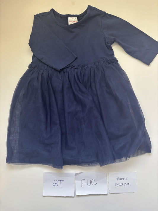 #138 - 2T - EUC Hanna Andersson - Navy Dress - PU 45236
