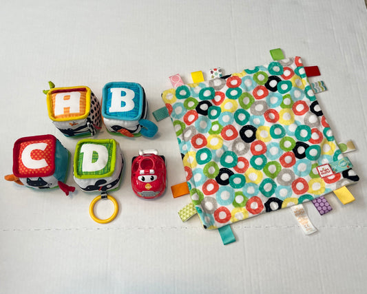 Baby Toys Set of 6 (Taggies, Blocks & Car)