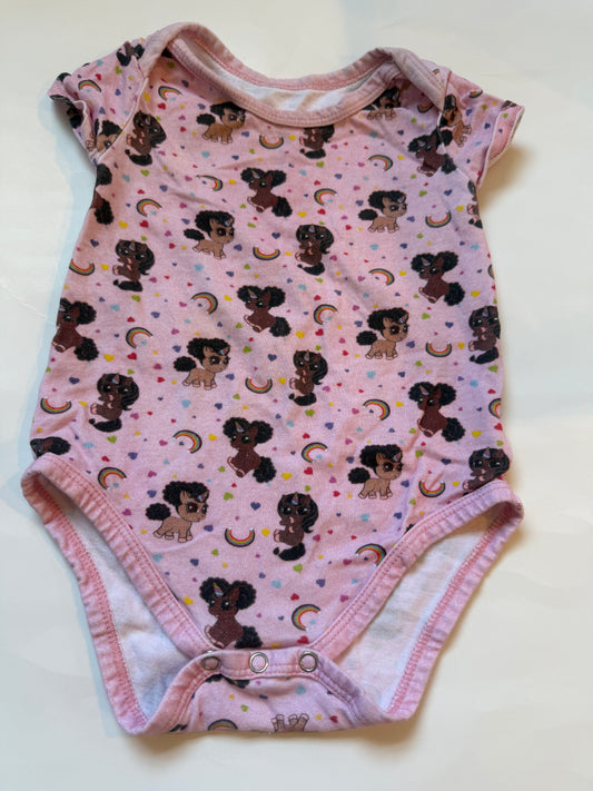 #170 The Black Unicorn Shop Pink Unicorn body suit girls 6-12 Months