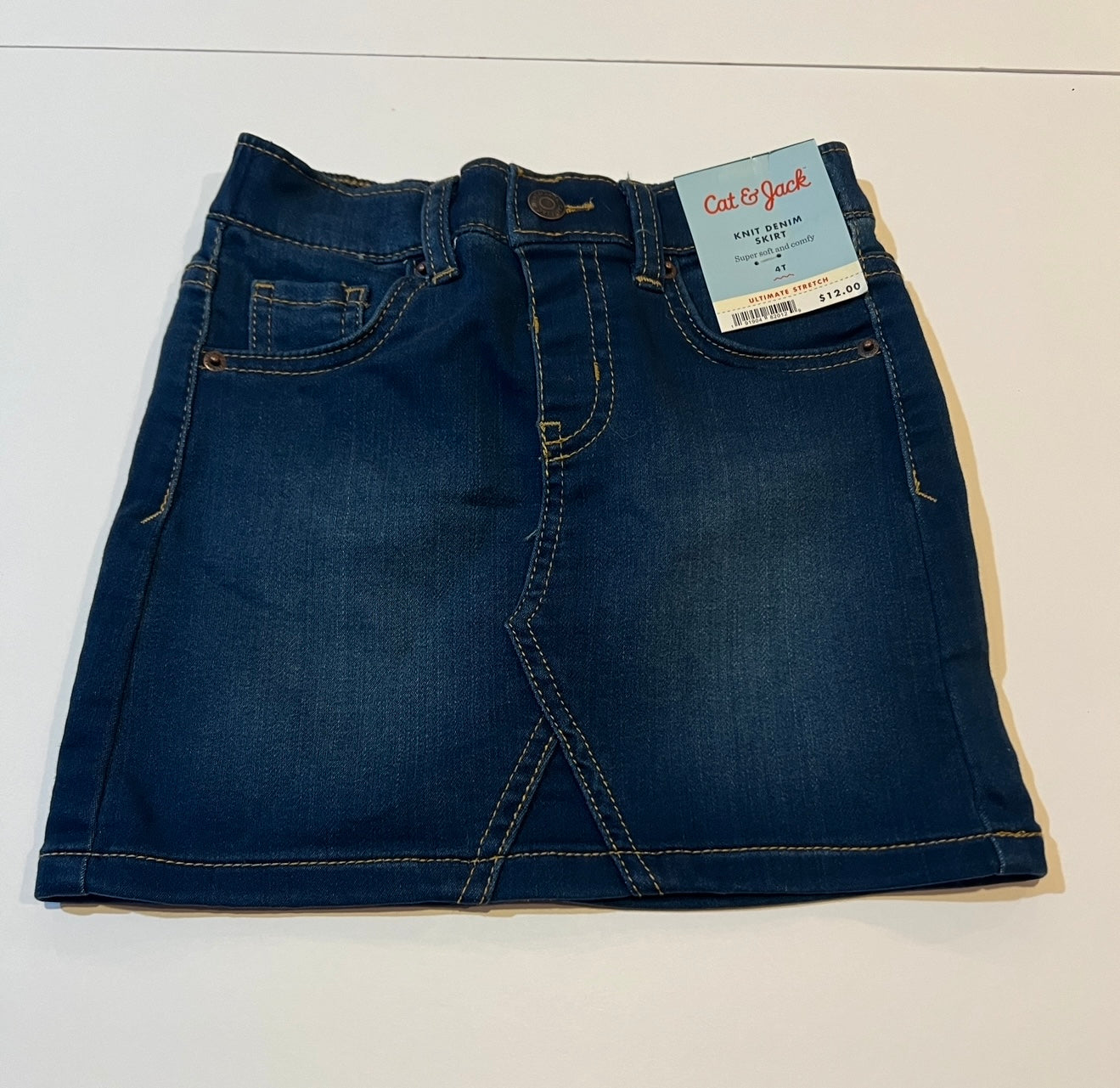 #180 Girls 4 NWT Cat & Jack Knit Denim Jean Skirt - 2 available