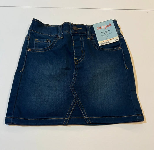 #180 Girls 4 NWT Cat & Jack Knit Denim Jean Skirt - 2 available