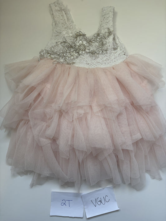 #77 - 2T - VGUC Tank Dress with Pink Tulle