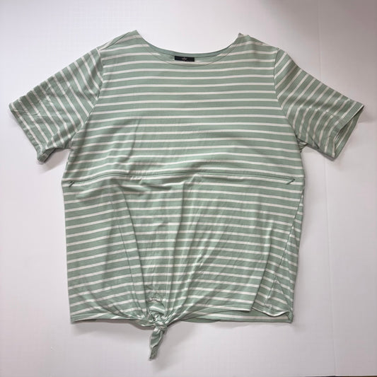 Seller 189 Women’s XL Nursing Queen Mint/White Striped Nursing T-Shirt with Front Tie GUC