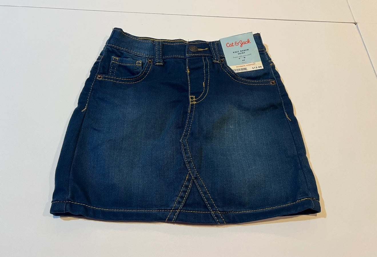 #180 Girls 4 NWT Cat & Jack Knit Denim Jean Skirt - 2 available