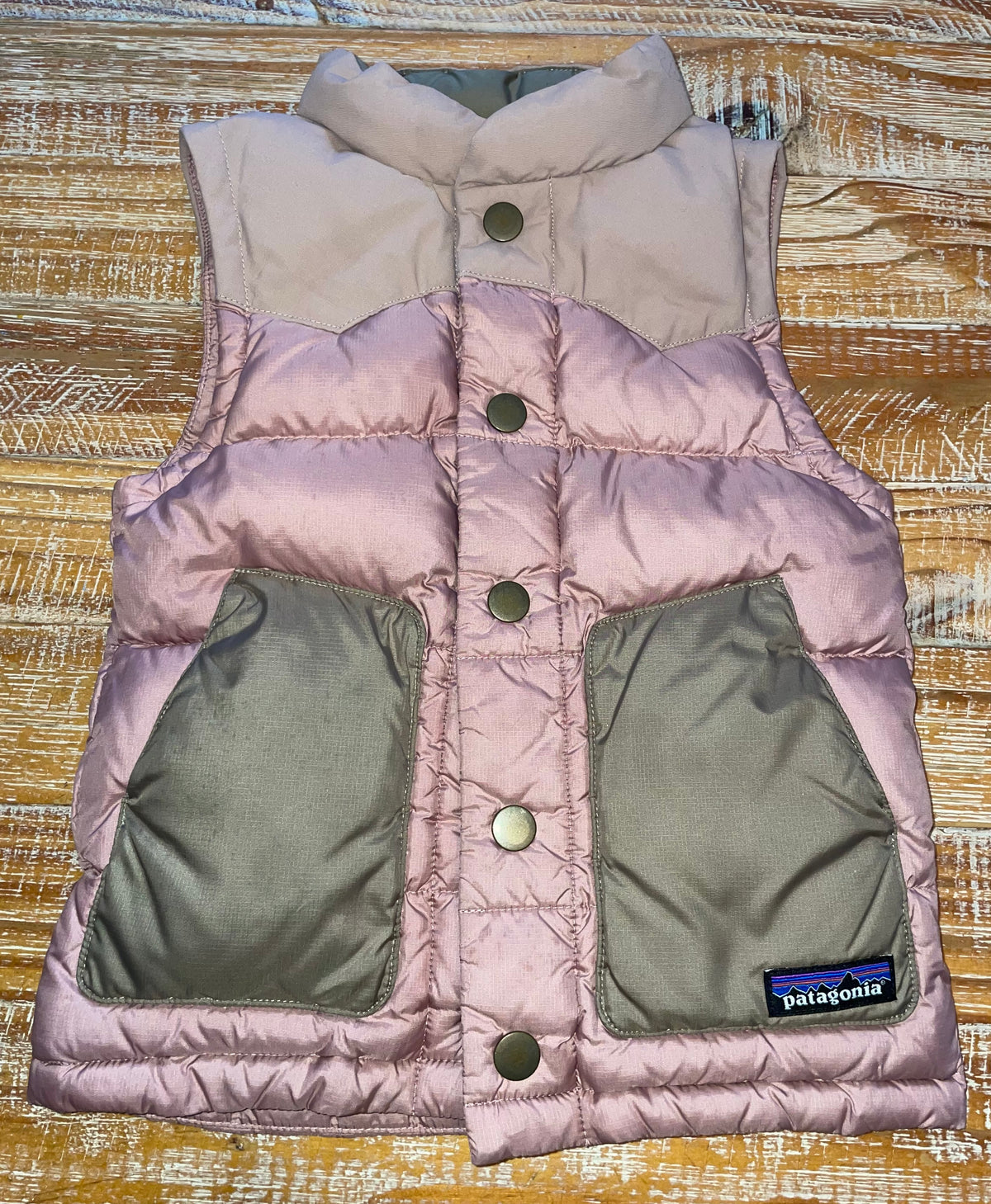 #4 Patagonia Pink Puffy Button Up Vest Girls 3T
