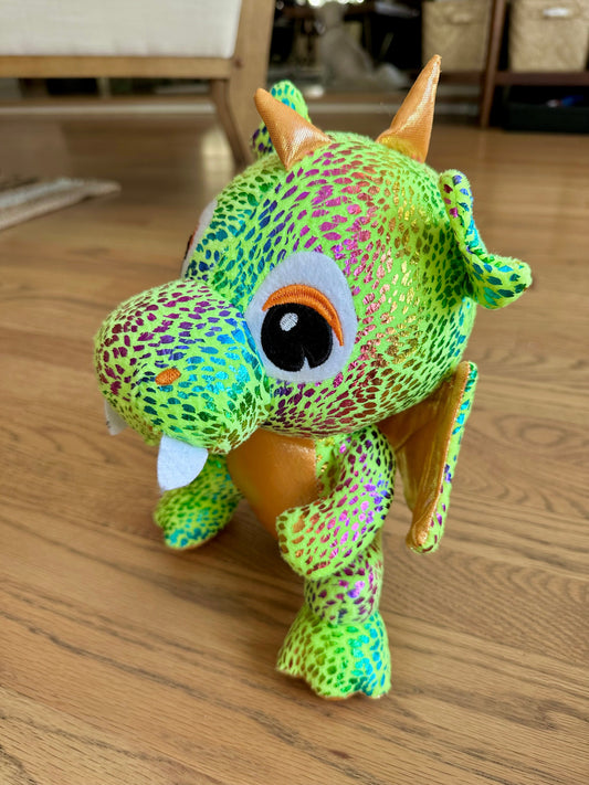 #198- Sparkly Green Dragon Stuffy