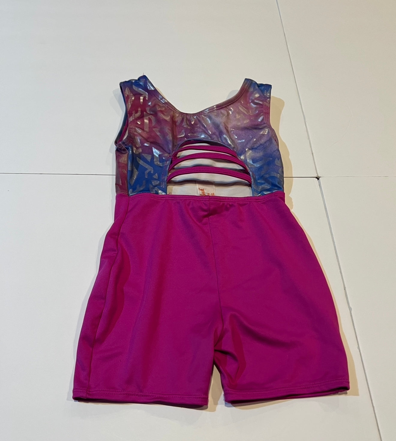 #180 Girls 4/5 Cat & Jack Set of 2 leotards with Shorts -Purple and Bright Pink