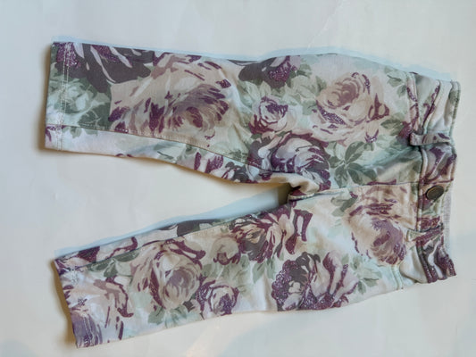 #170 Children’s Place Purple flowers and sparkle pants girls 9-12 Months
