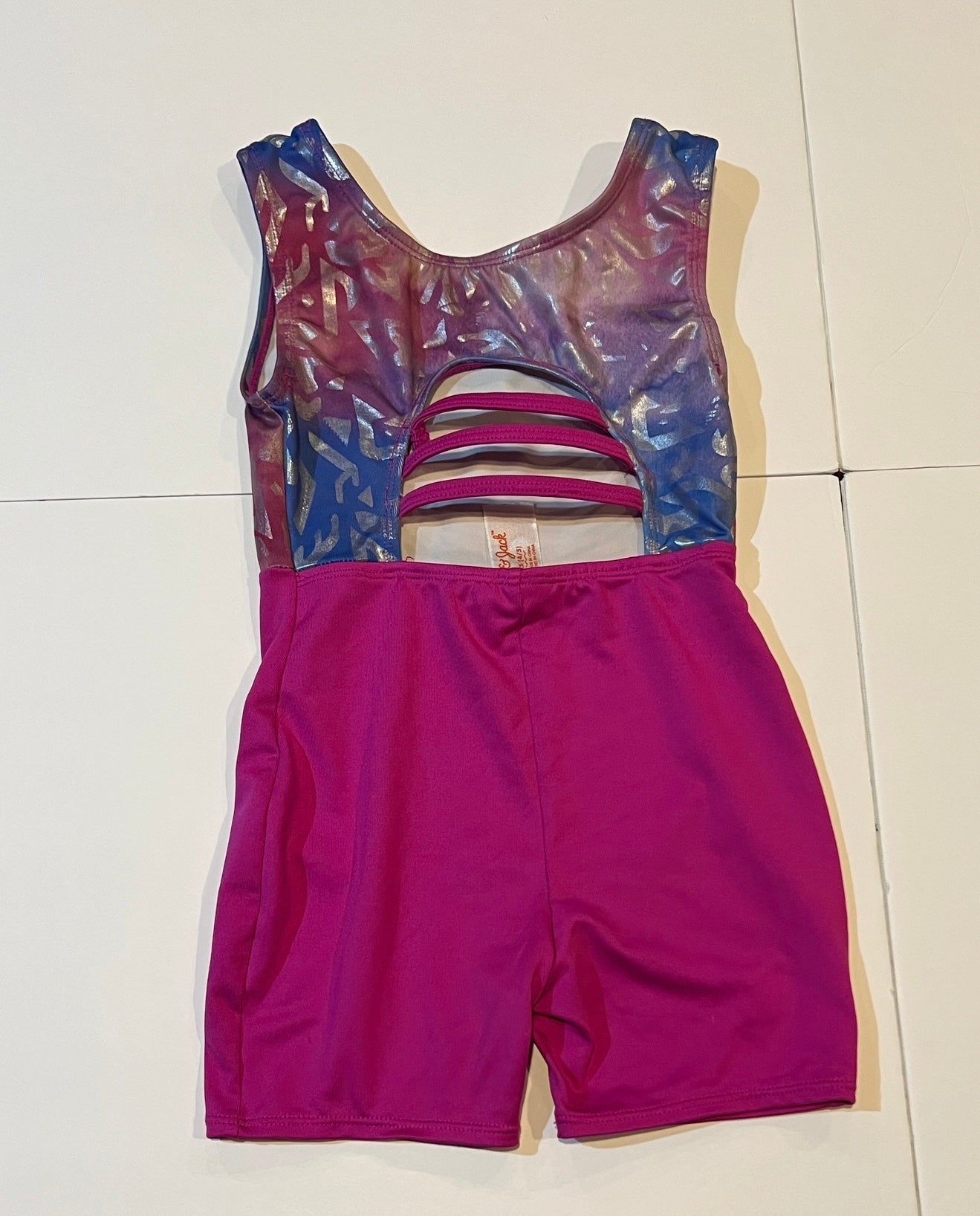 #180 Girls 4/5 Cat & Jack Set of 2 leotards with Shorts -Purple and Bright Pink