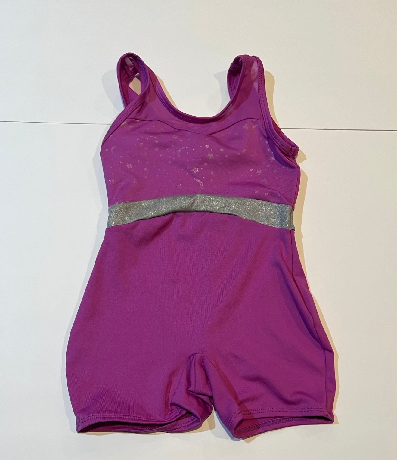 #180 Girls 4/5 Cat & Jack Set of 2 leotards with Shorts -Purple and Bright Pink