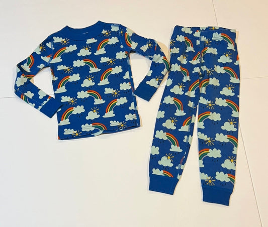 #180 Girls 4 Hanna Andersson Blue Rainbow pajamas