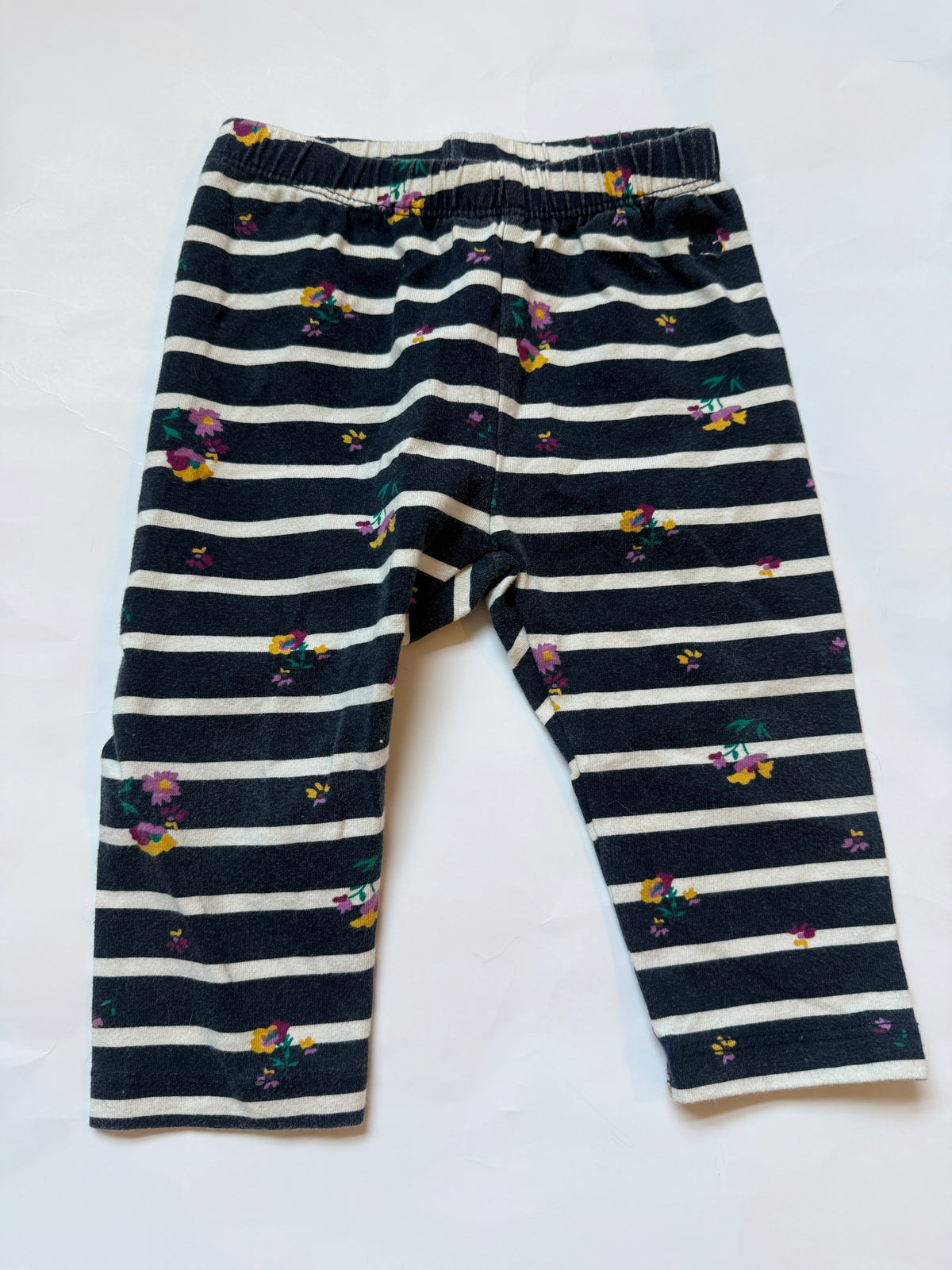 #170 Gap striped with floral leggings girls 6-12 months