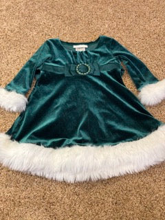 #47 girls 18 mo holiday green velvet dress