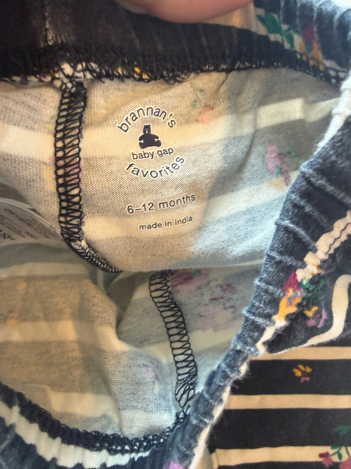 #170 Gap striped with floral leggings girls 6-12 months
