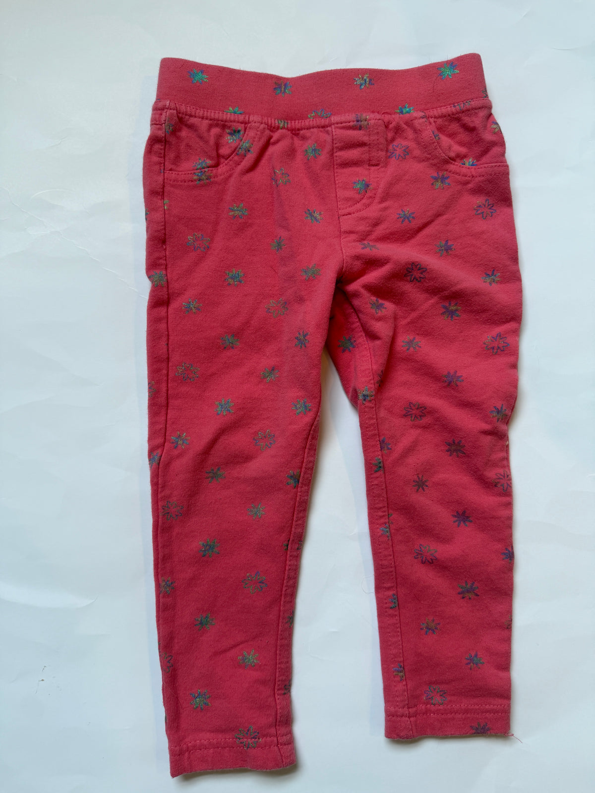 #170 fall/ winter outfit jumping bean grey long sleeve tshirt and falls creek patterned coral jeggings girls 18 months