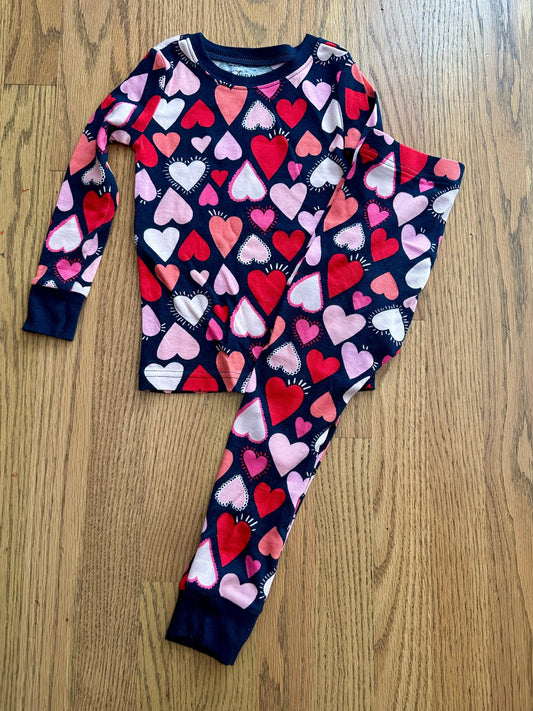 #198- Boys/ Girls, Old Navy, Navy Hearts PJs- Size 3T