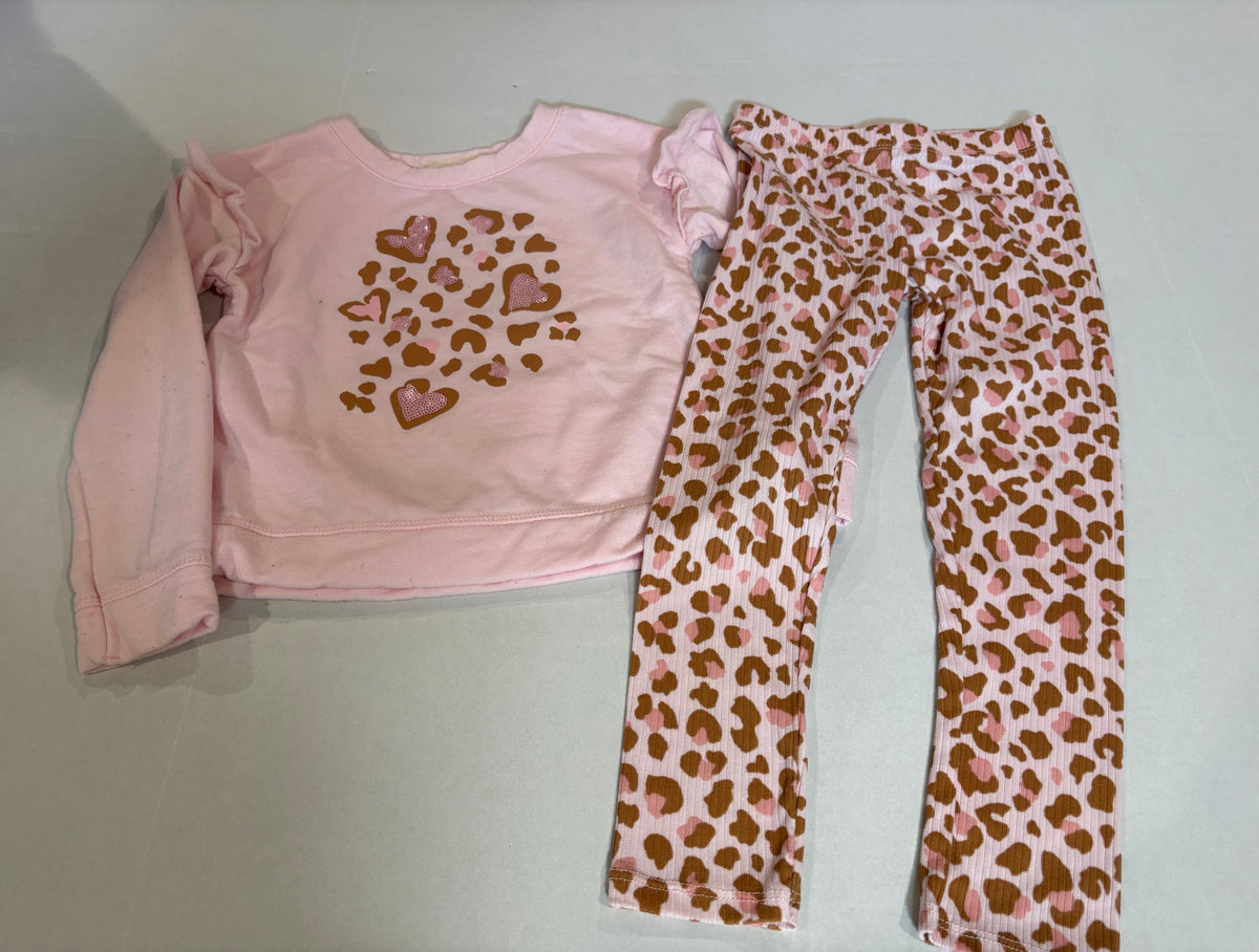 #25 Girls 6 Btween pink sweatshirt with leopard super soft leggings