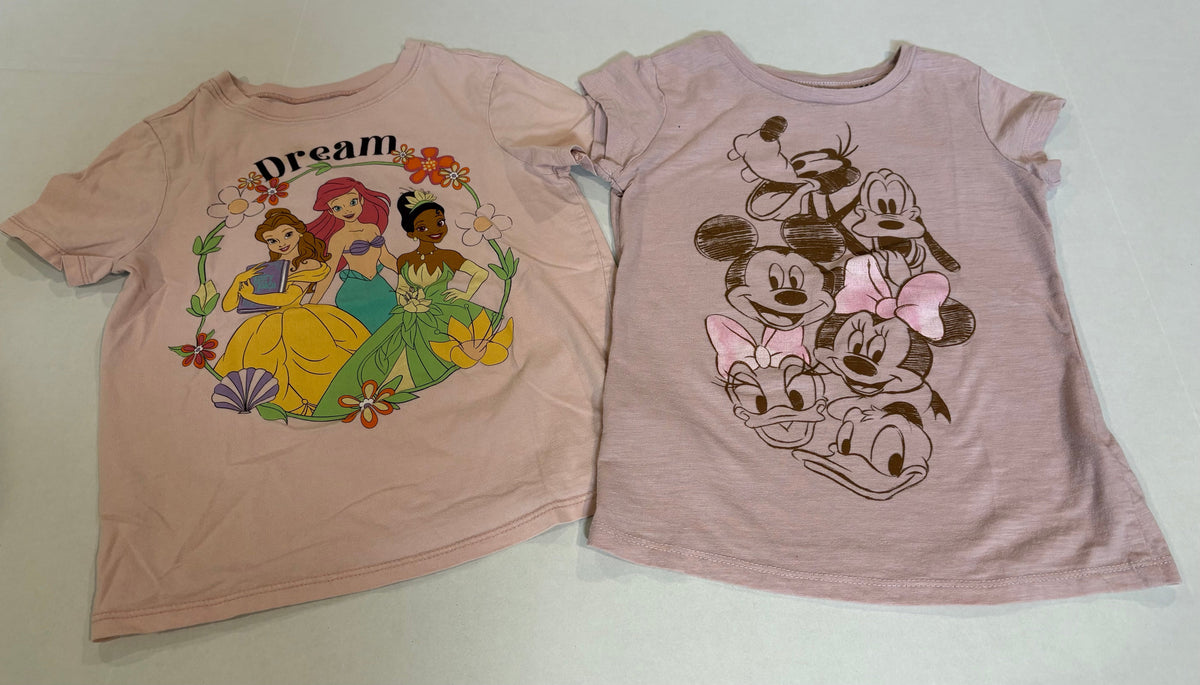 #25 Girls size 6 Disney short sleeve t shirts - left is size 6T, right is size 6/6X