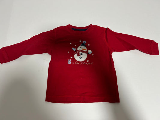 #27 Boys 18m OshKosh snowman applique long sleeve tee