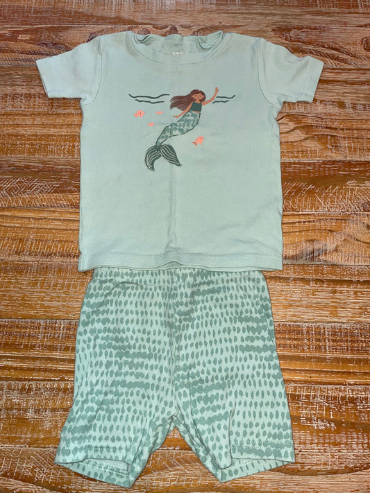 #4 Carter's Teal Mermaid Pajama Set Girls 2T