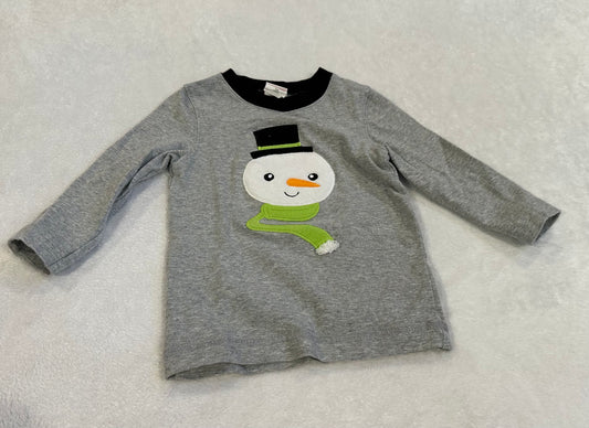 #75B Boys / unisex 18 months Ricrac and Ruffles snowman long sleeve shirt