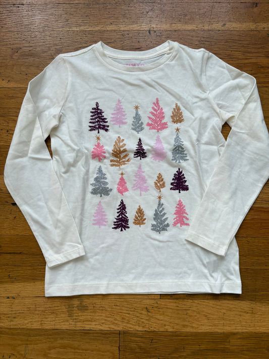 #116 Crewcuts girls 6-7 pink glitter trees long sleeve