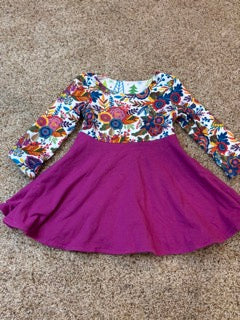 #47 girls 2T Reversible Dress, Christmas trees and fall pattern