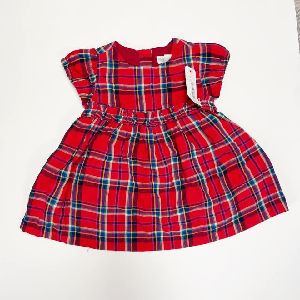 #4.  Gymboree baby girl dress 0-3mo red plaid cotton with matching diaper cover, NWT