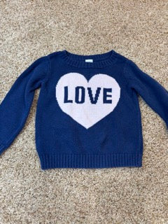 #47 girls 2T gap sweater, navy and pink, love, valentines day