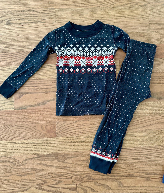 #198- Boys/ Girls, Hanna Andersson, Holiday Pattern PJs- Size 3T