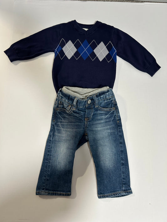 #27 Boys 18m Baby Gap argyle sweater + jeans
