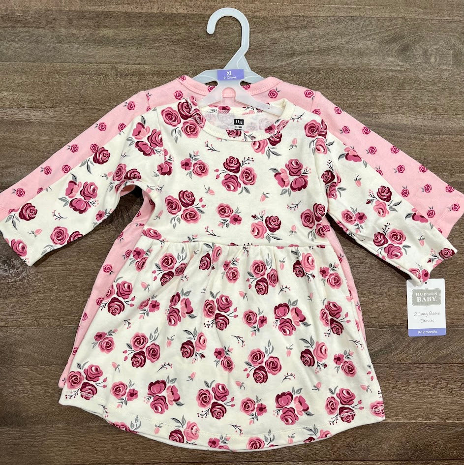 Seller #55 Hudson Baby 9-12 NWT girls 2 pack floral long-sleeve dresses