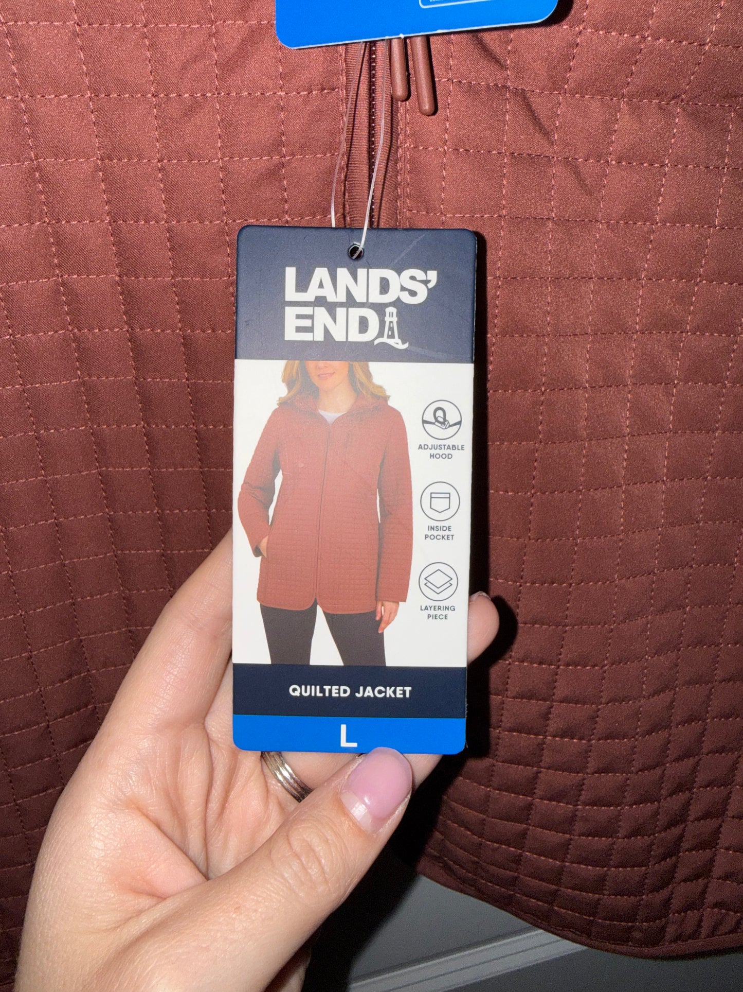 #106: Womens L Lands End Quilted Jacket NWT