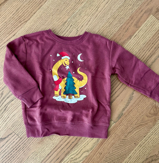 #198- Boys, Jumping Beans, Dinosaur Christmas Tree Holiday Sweatshirt- Size 3T