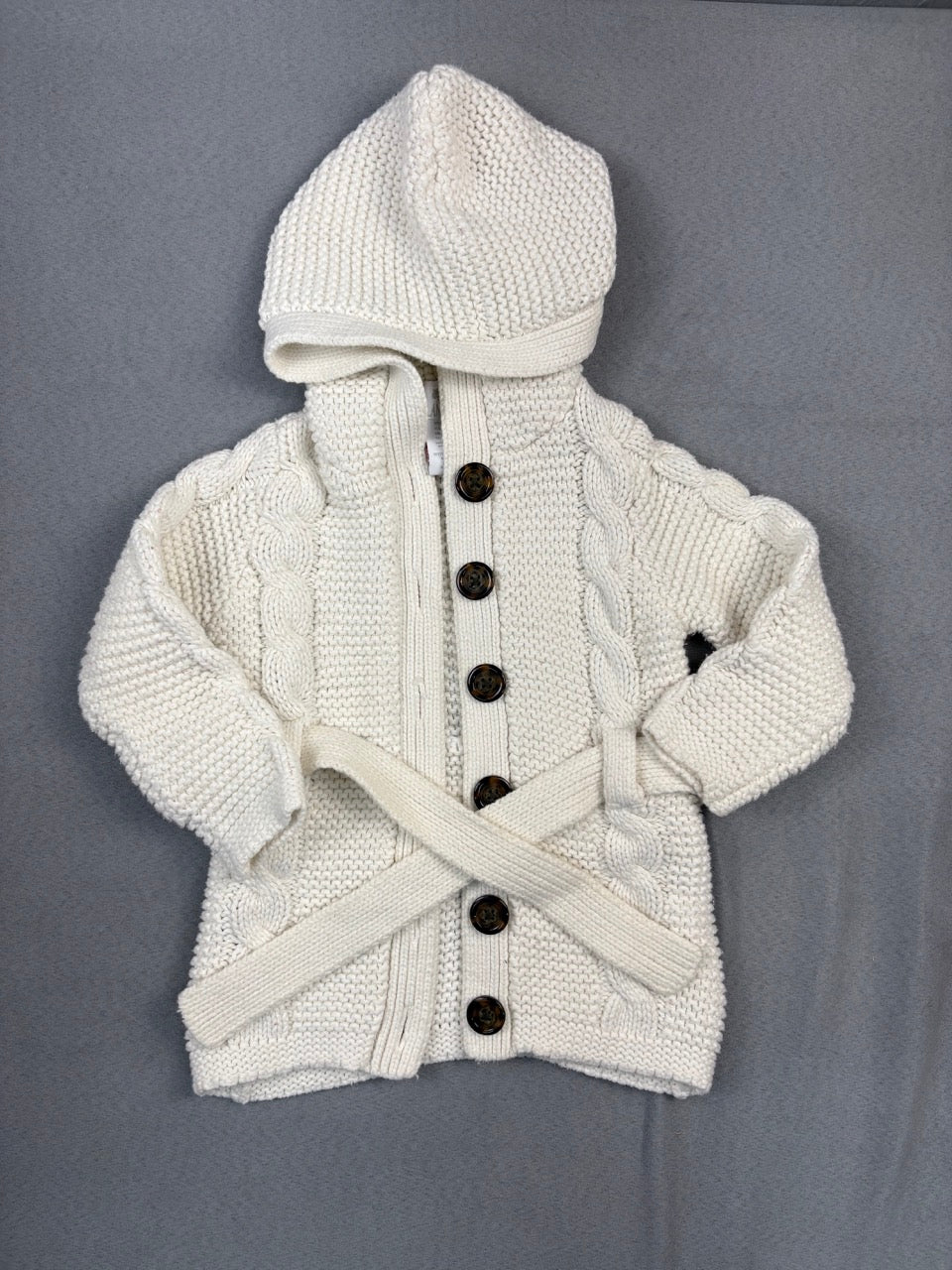 #39 12mo, Girls, Dylan&Abby, cream hooded cardigan,
