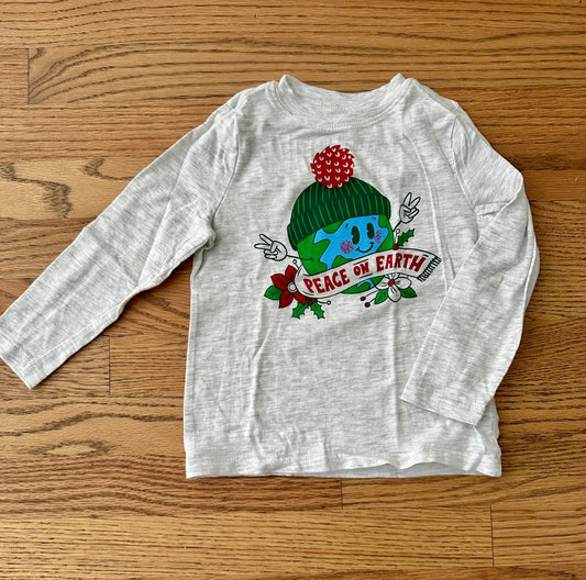 #198- Boys, Old Navy, “Peace on Earth” Holiday Long Sleeve- Size 3T
