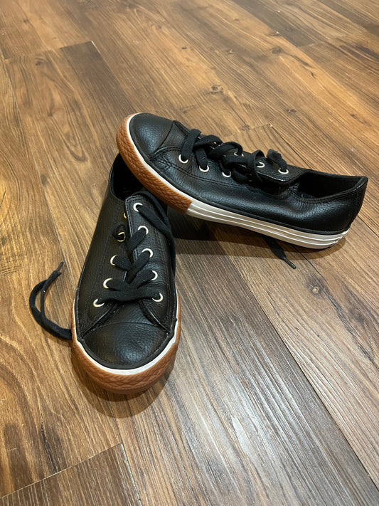 #67 Black Leather Converse Size 3