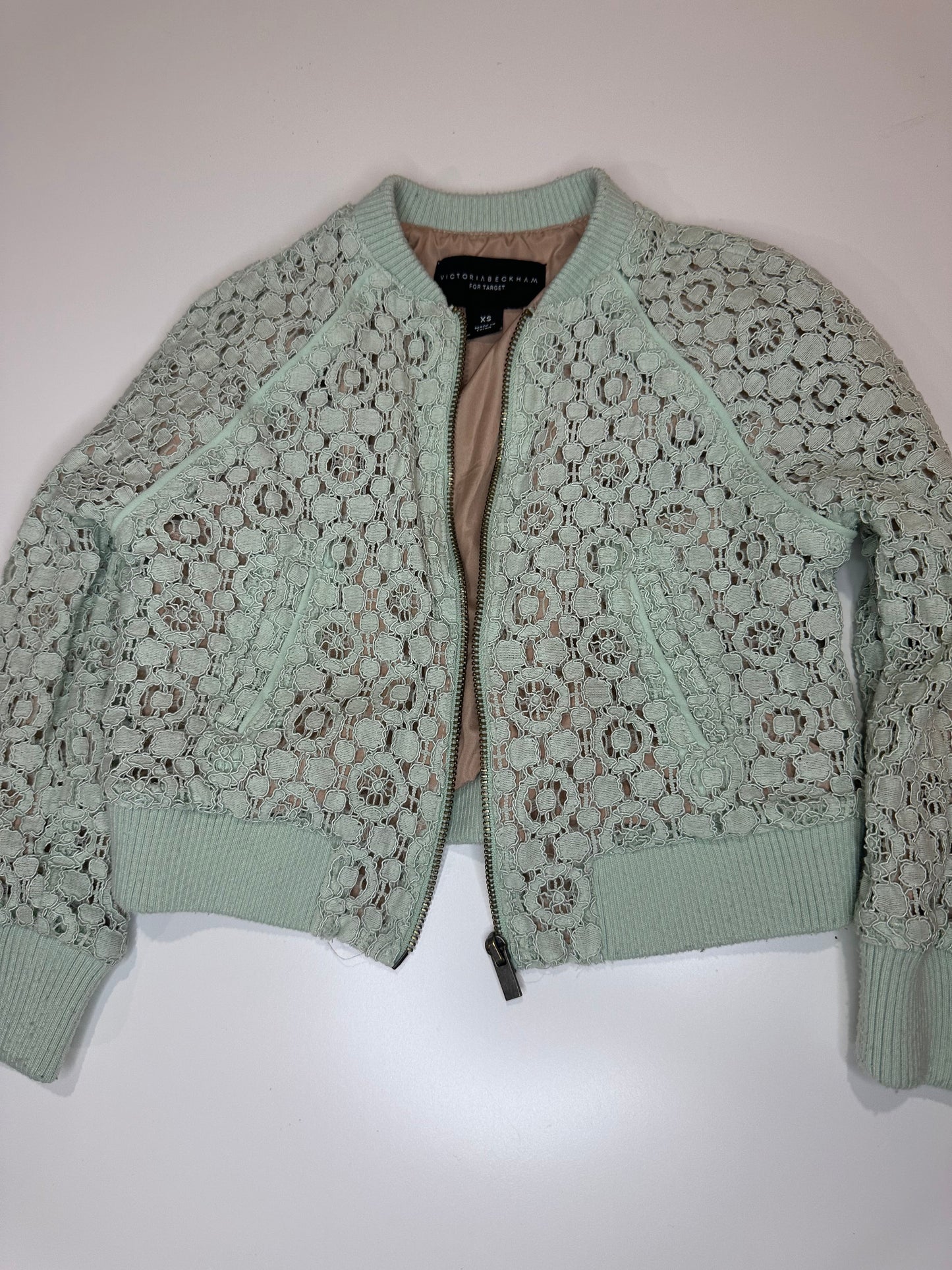 #23 girls size 3t Victoria Beckham green lace jacket