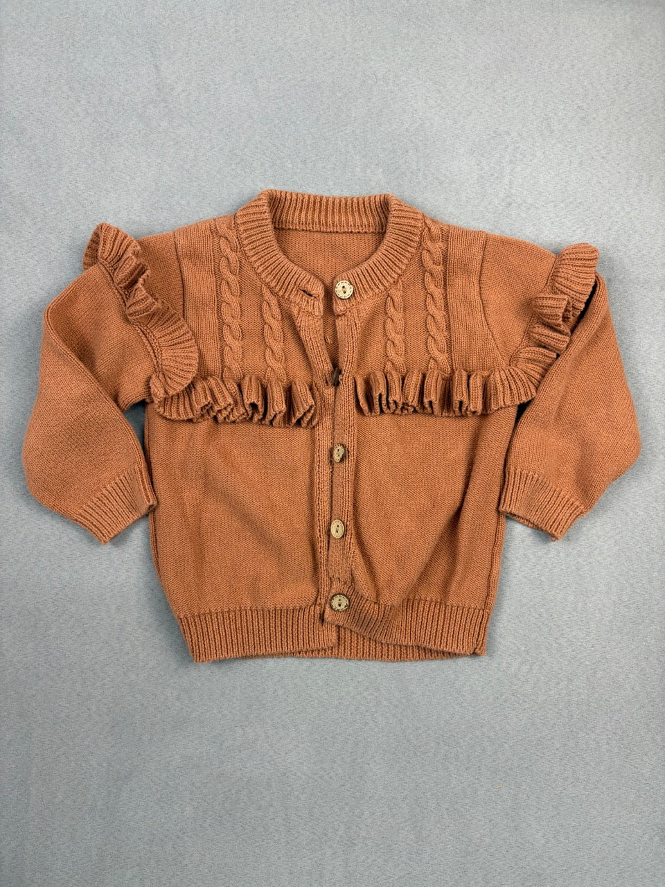 #39 4T, Girls, , brown ruffle cardigan*,