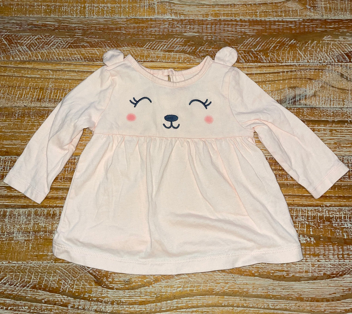 #4 Carter’s Pink Bear with Ears Long Sleeve Girls 6 months