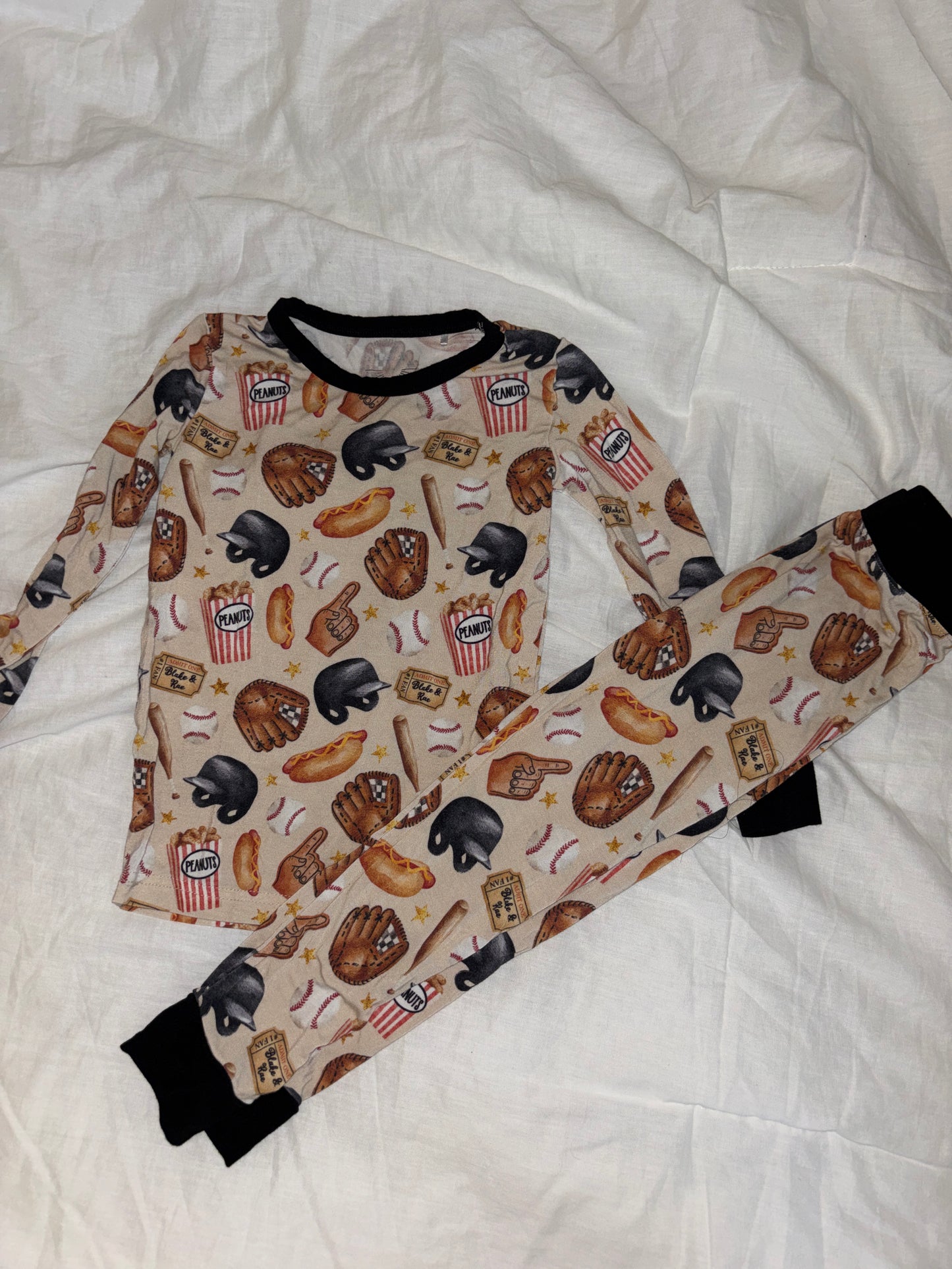 #148 Blake and Rae 2T Bamboo Pajamas- baseball