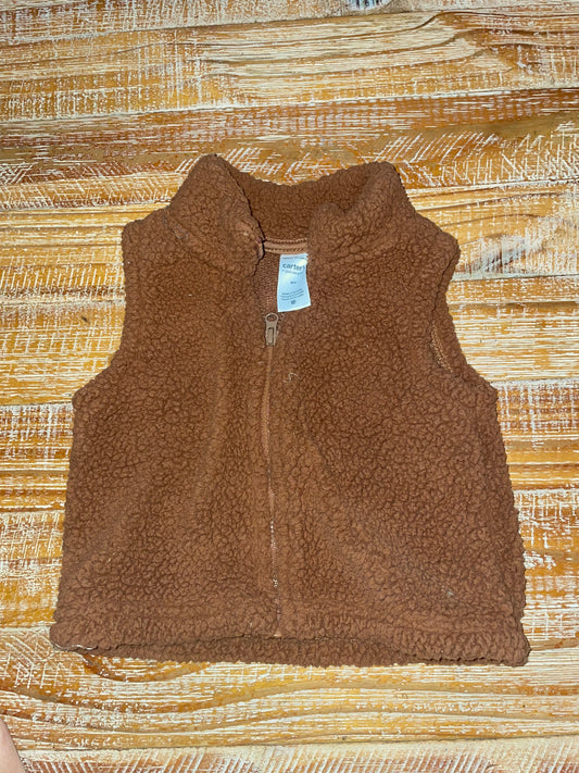 #4 Carter's Brown Fleece Zip-Up Vest 6 months