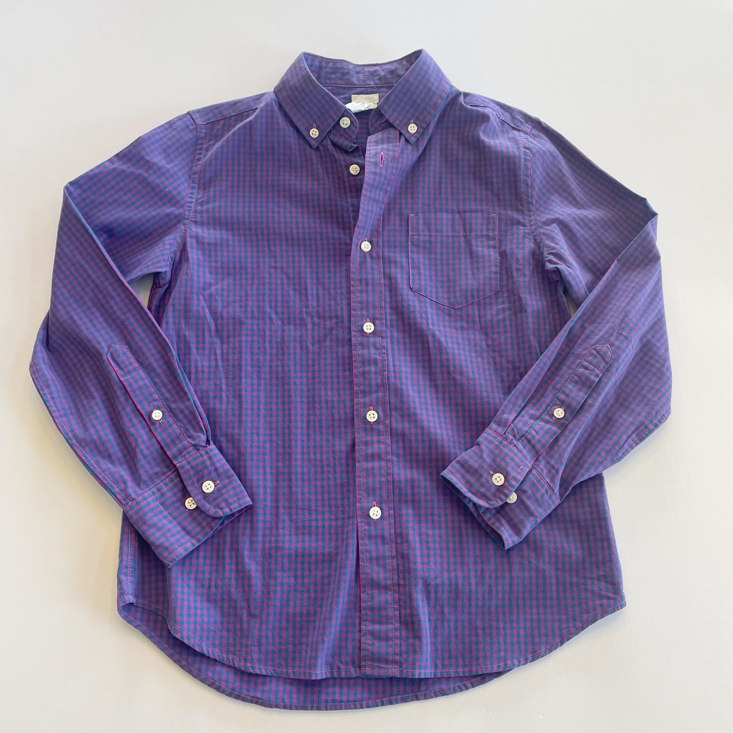 #118 | Size 10 | Crewcuts Boys Pink and Blue Check Button Down Shirt