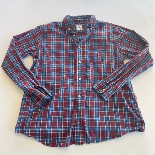 #118 | Size XL (18H - 20H) | Lands End Boys Maroon Plaid Button Down Shirt