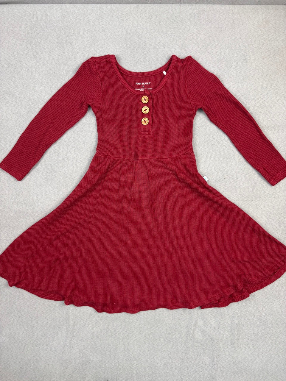 #39 2T Girls Posh Peanut, burgundy twirl dress