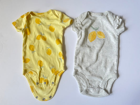 #3 carters lemon onesie 2-pack girls size 0-3